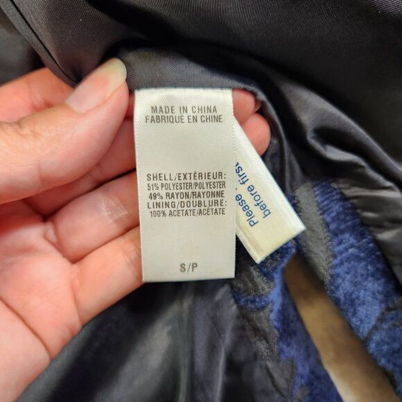 Lucky Brand Blazer Womens S Blue Floral Embroidered Goth Witch Vampire Regal VTG - Picture 11 of 16